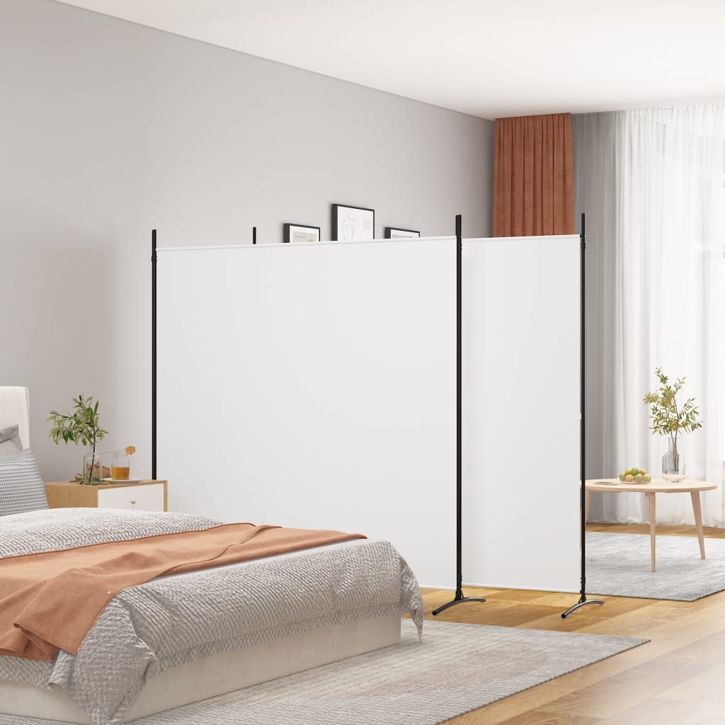 3-Panel Room Divider White 525x180 cm Fabric - Newstart Furniture