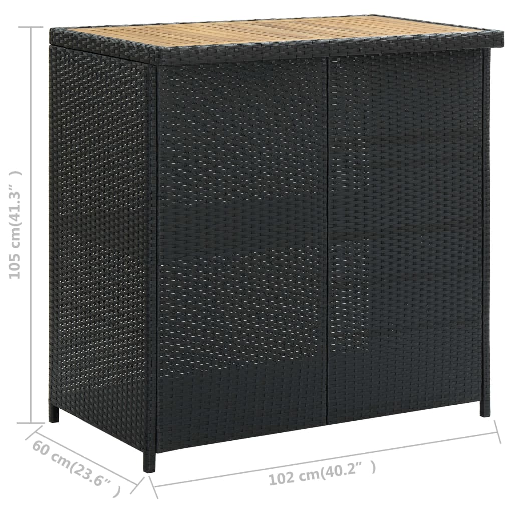 3 Piece Bar Set Poly Rattan Black - Newstart Furniture