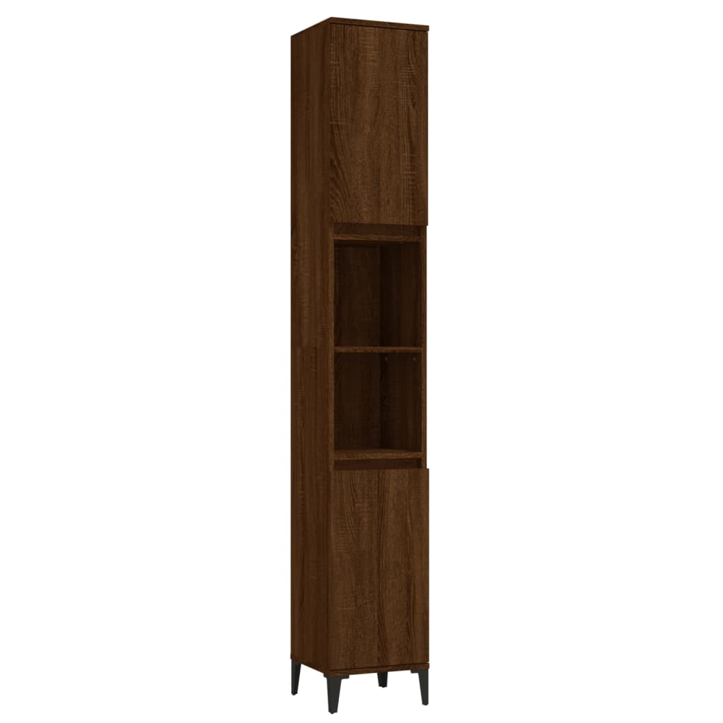 3 Piece Bathroom Cabinet Set Brown Oak Engineered Wood - Newstart Furniture