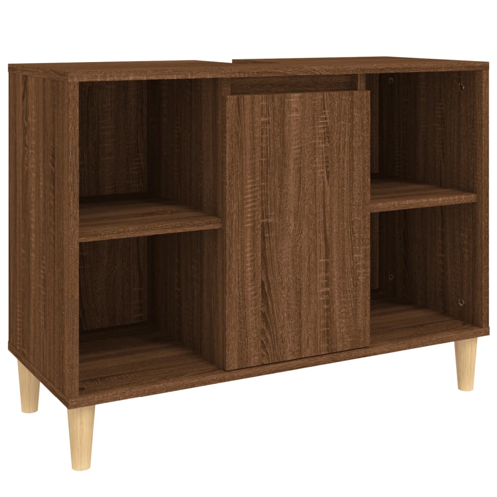 3 Piece Bathroom Furniture Set Brown Oak Engineered Wood - Newstart Furniture