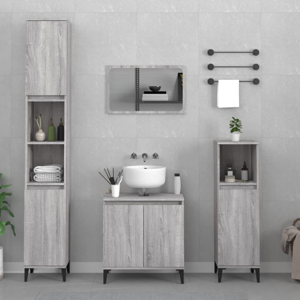 3 Piece Bathroom Furniture Set Grey Sonoma Engineered Wood - Newstart Furniture
