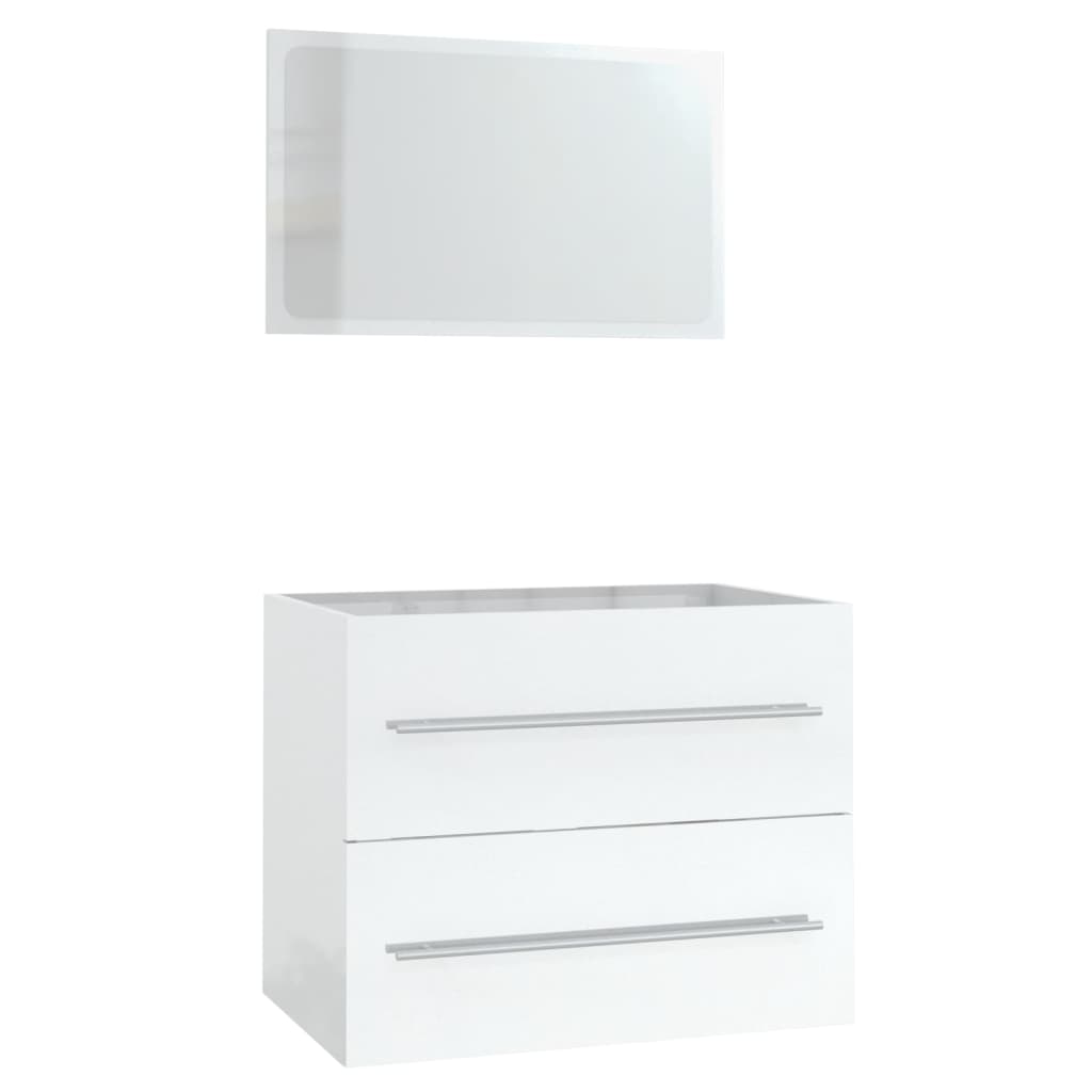 3 Piece Bathroom Furniture Set High Gloss White - Newstart Furniture