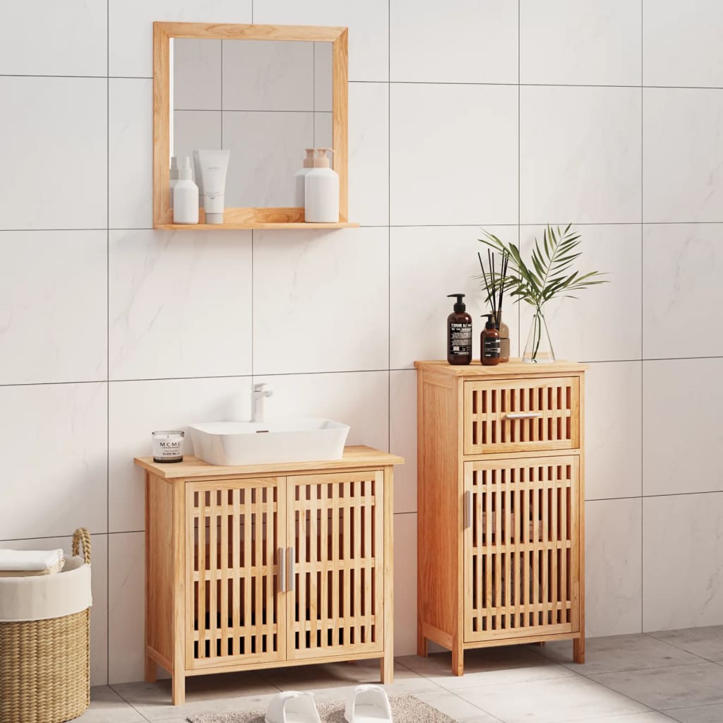 3 Piece Bathroom Furniture Set Solid Wood Walnut - Newstart Furniture