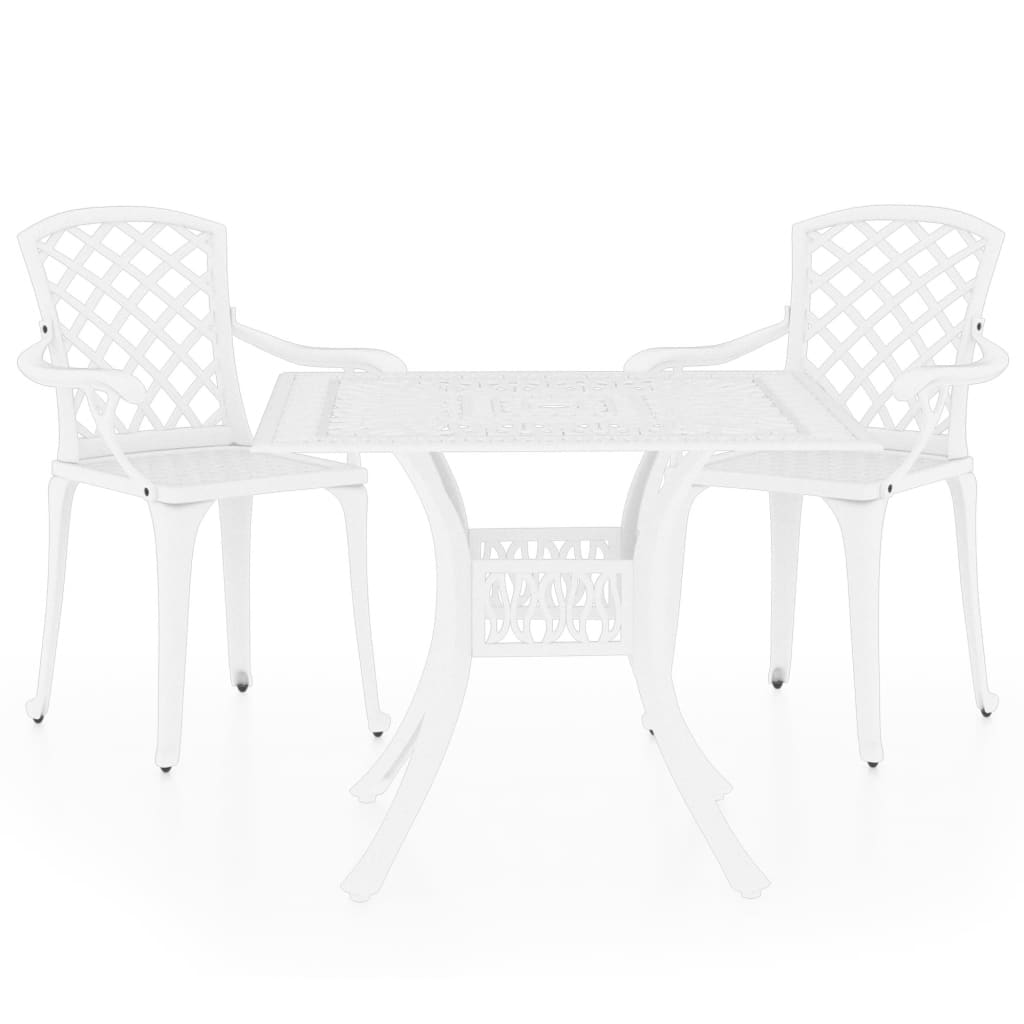 3 Piece Bistro Set Cast Aluminium White - Newstart Furniture