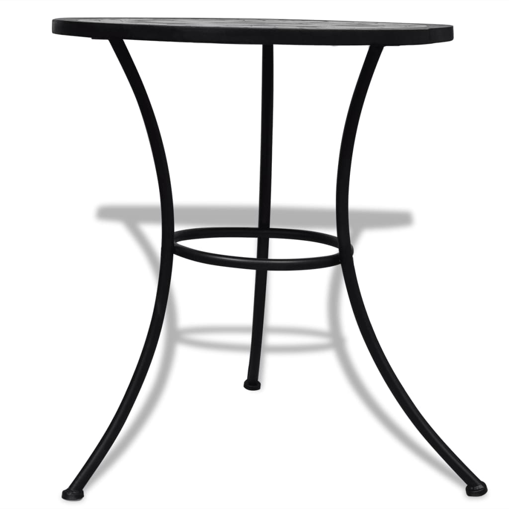 3 Piece Bistro Set Ceramic Tile Black and White - Newstart Furniture