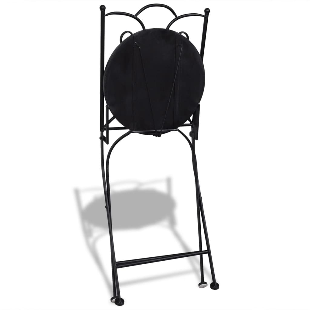 3 Piece Bistro Set Ceramic Tile Black and White - Newstart Furniture