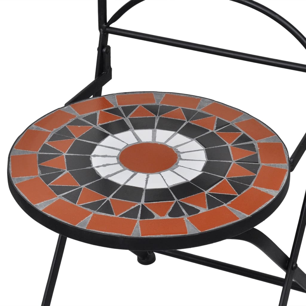 3 Piece Bistro Set Ceramic Tile Terracotta and White - Newstart Furniture