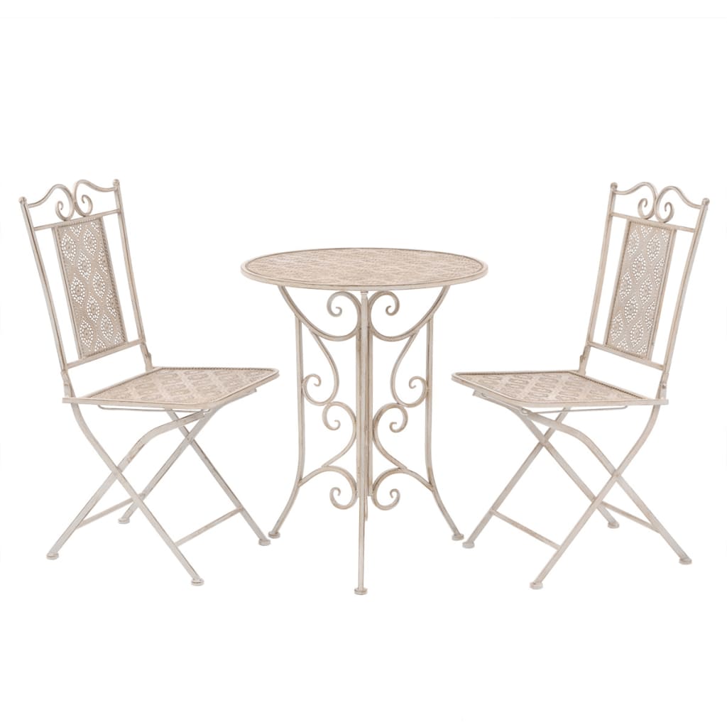 3 Piece Bistro Set Steel White - Newstart Furniture