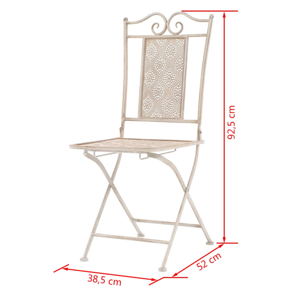 3 Piece Bistro Set Steel White - Newstart Furniture