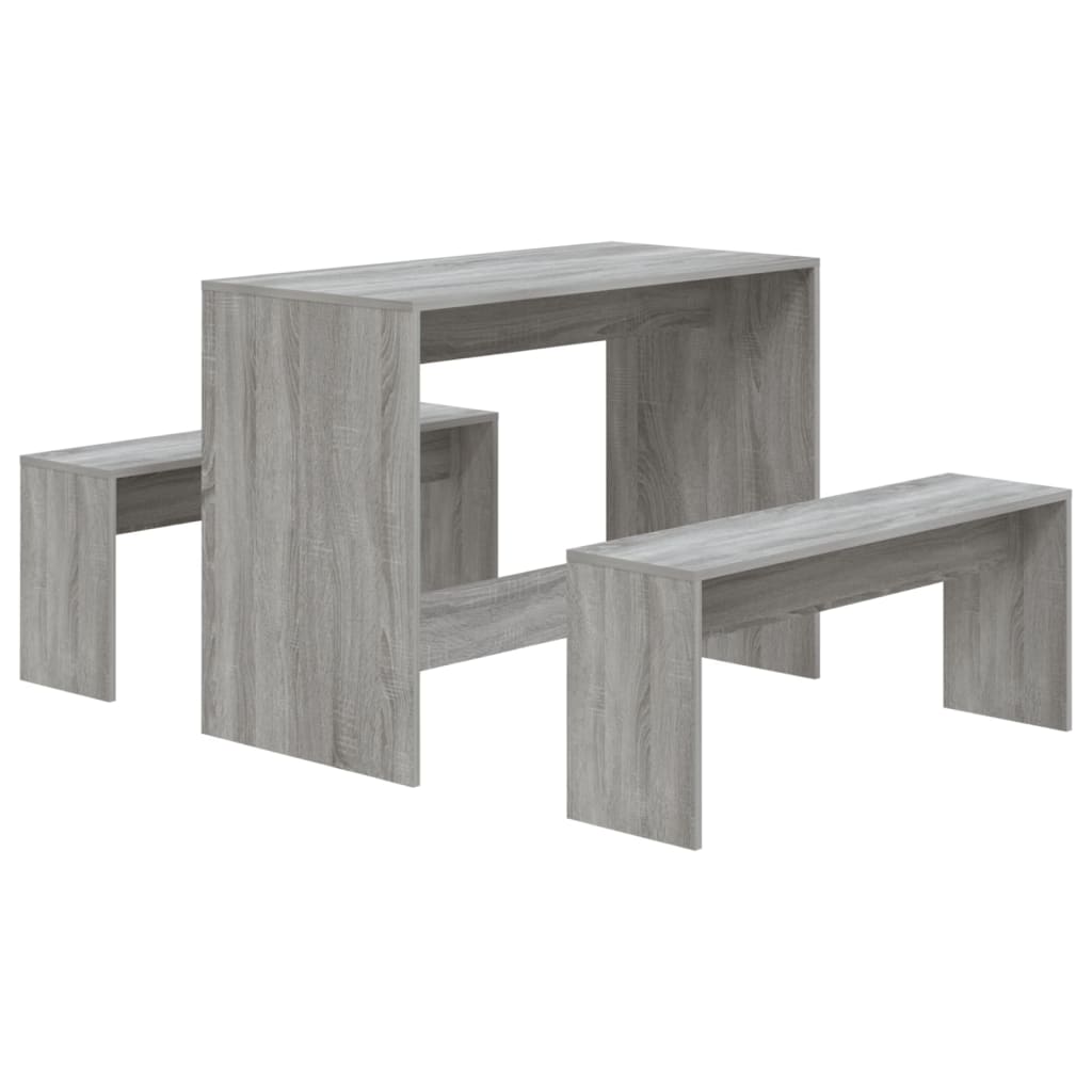 3 Piece Dining Set Grey Sonoma Engineered Wood - Newstart Furniture