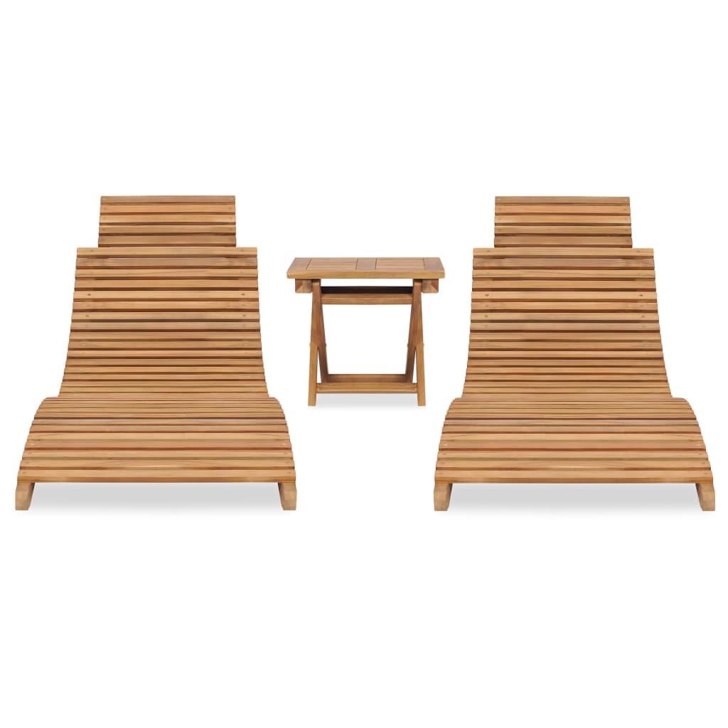 3 Piece Folding Garden Lounge Set Solid Teak Wood - Newstart Furniture