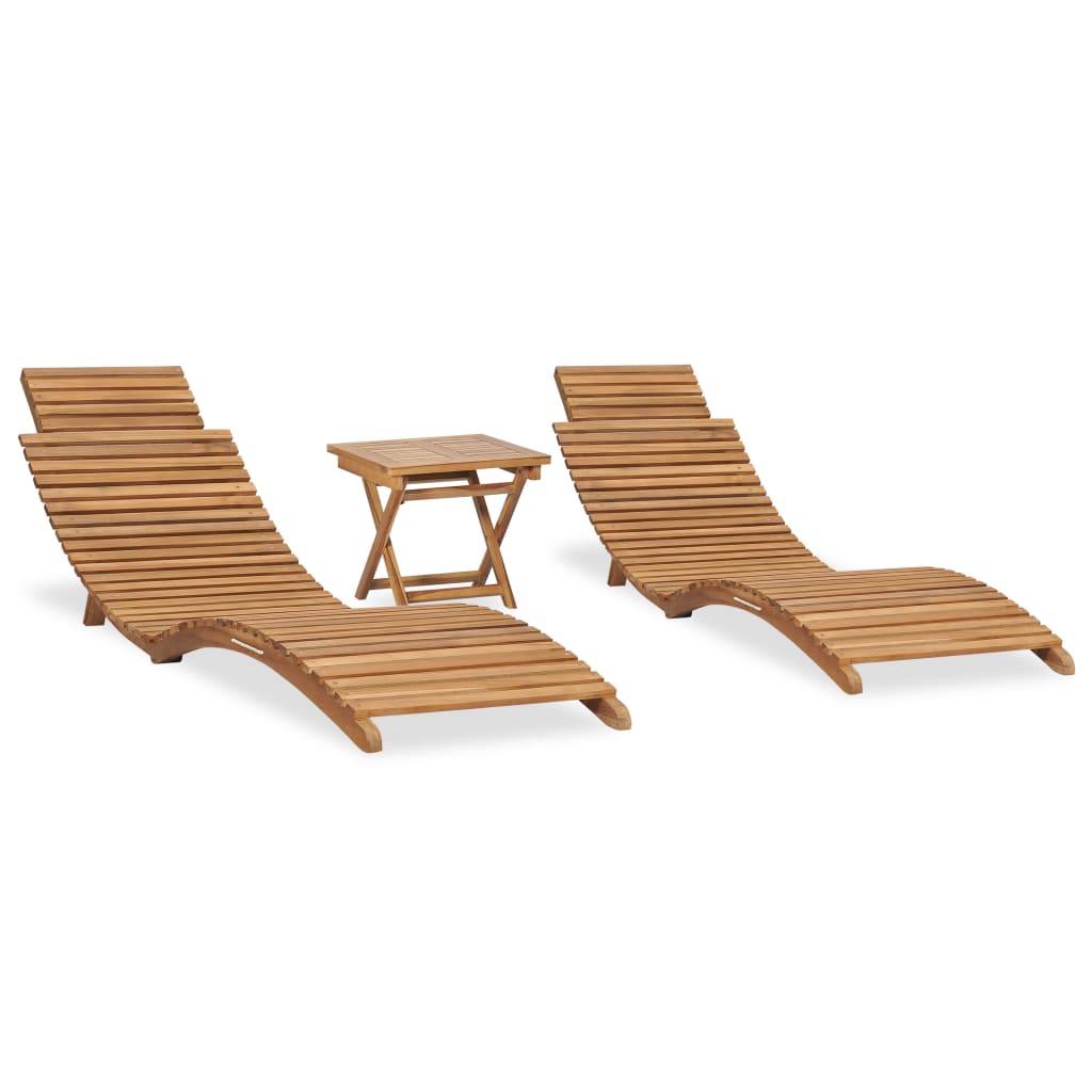 3 Piece Folding Garden Lounge Set Solid Teak Wood - Newstart Furniture