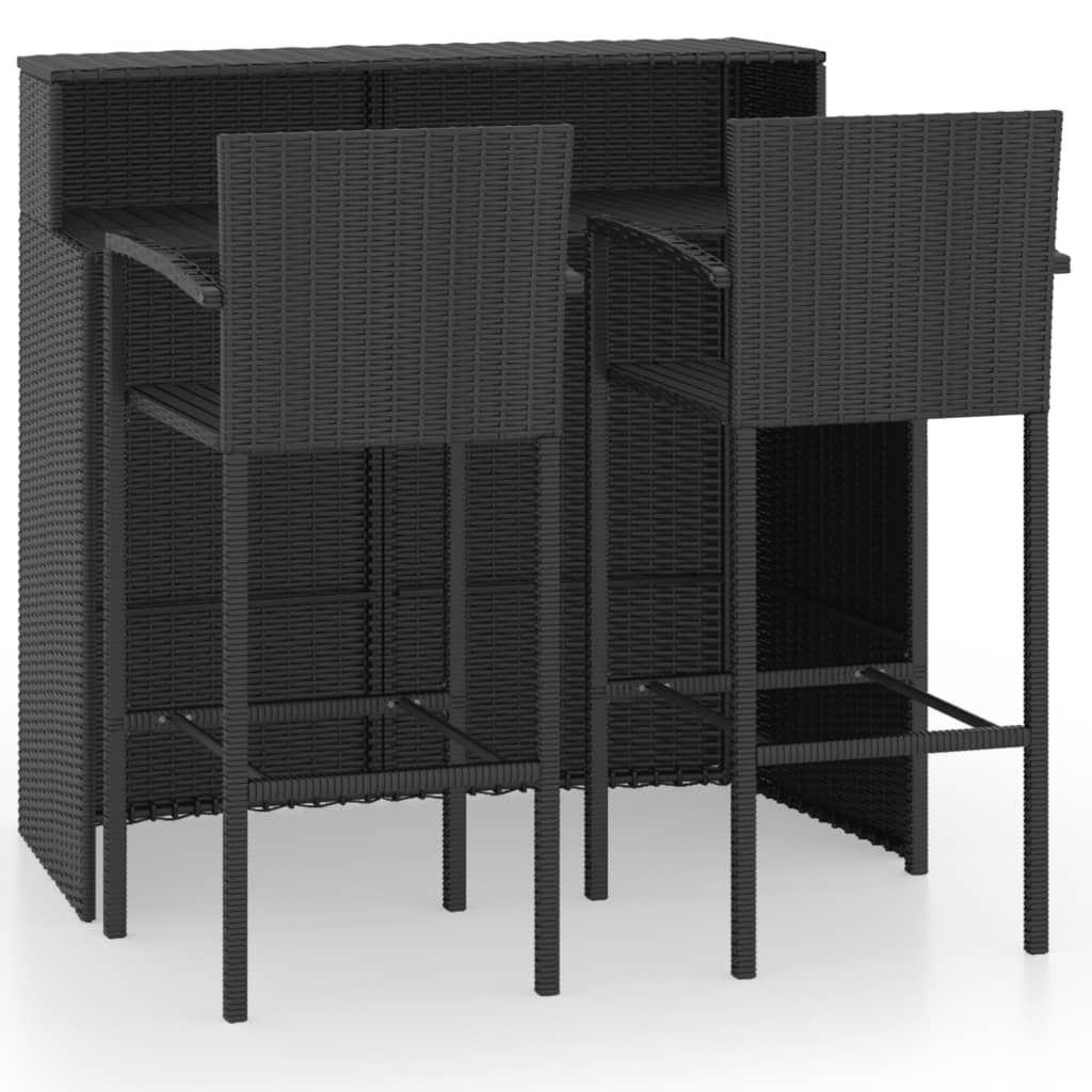 3 Piece Garden Bar Set Black - Newstart Furniture