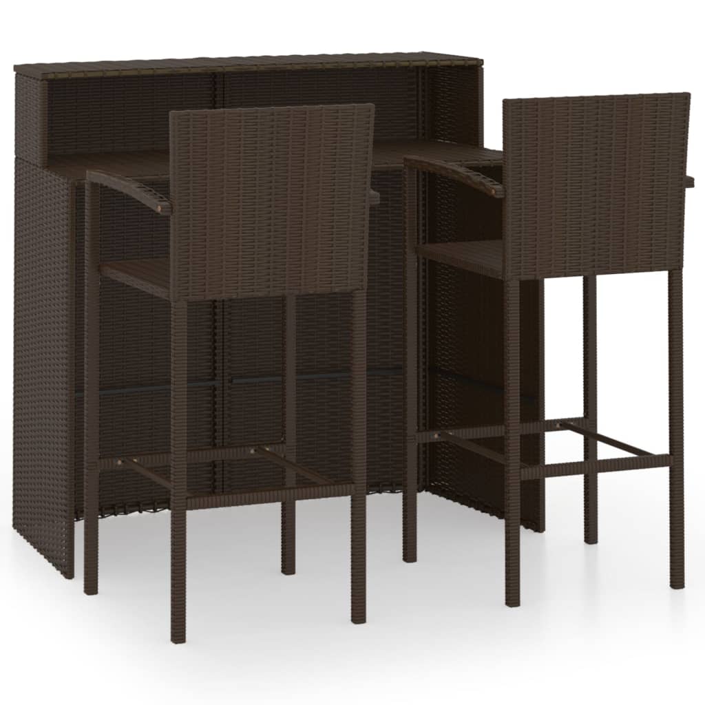 3 Piece Garden Bar Set Brown - Newstart Furniture