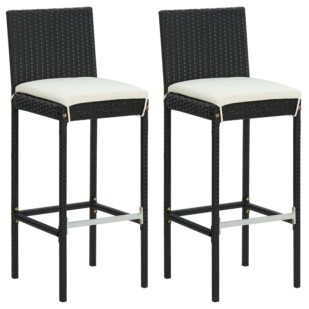 3 Piece Garden Bar Set with Cushions Black - Newstart Furniture