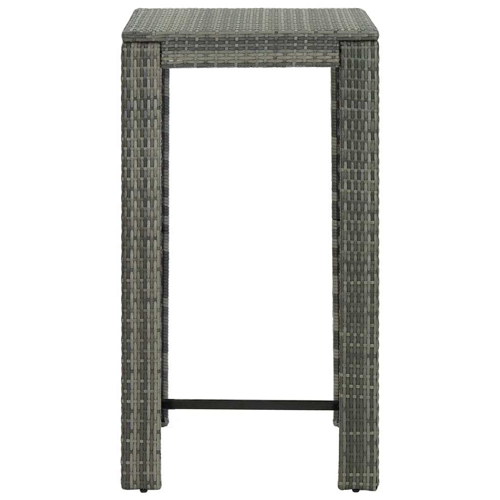 3 Piece Garden Bar Set with Cushions Poly Rattan Grey - Newstart Furniture