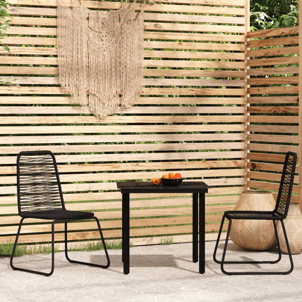 3 Piece Garden Dining Set Black - Newstart Furniture