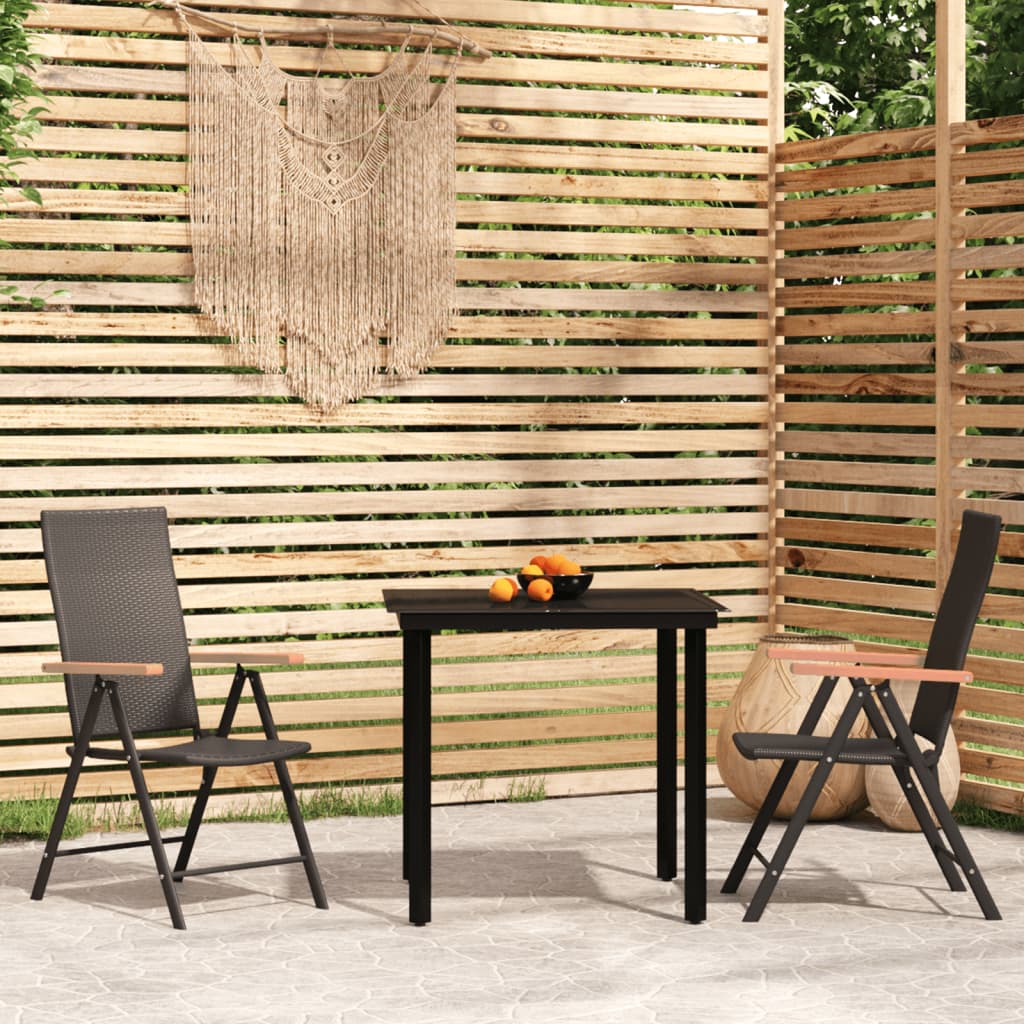 3 Piece Garden Dining Set Black - Newstart Furniture