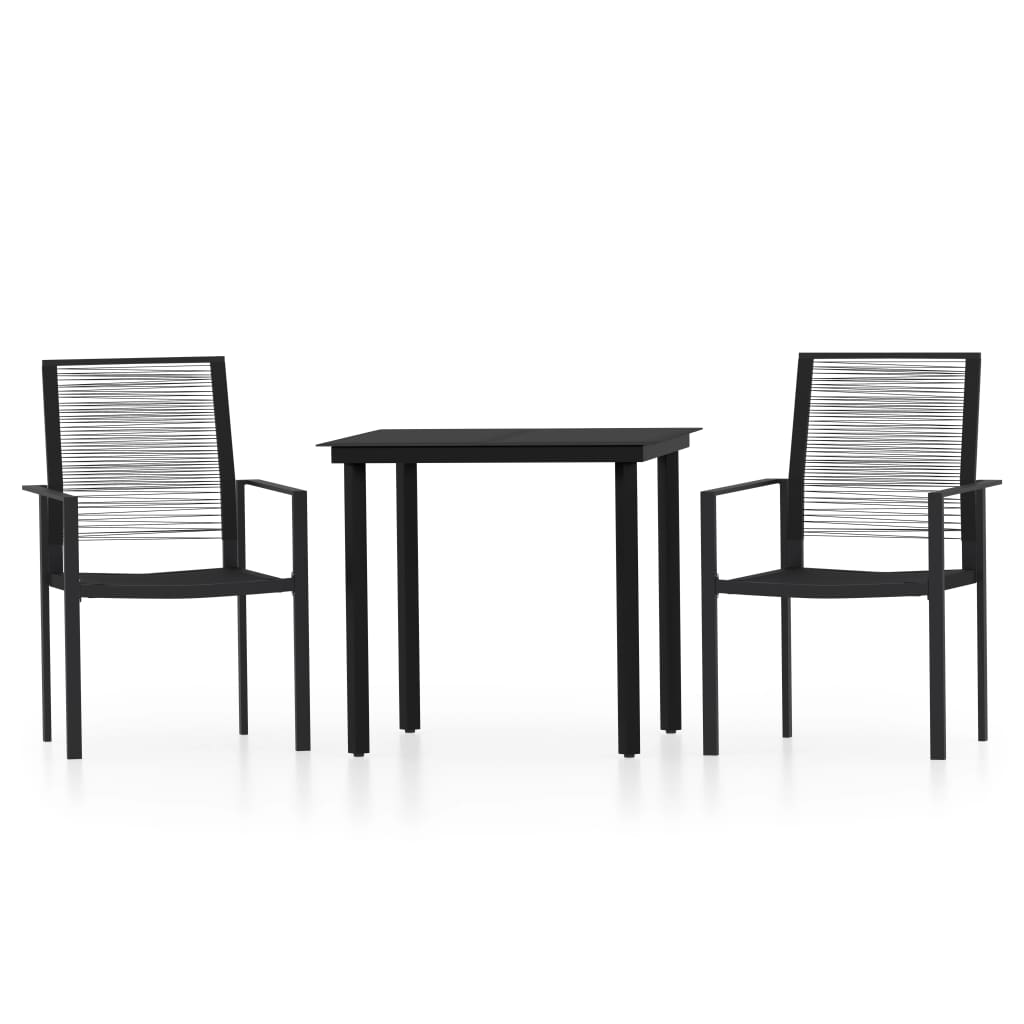 3 Piece Garden Dining Set Black - Newstart Furniture