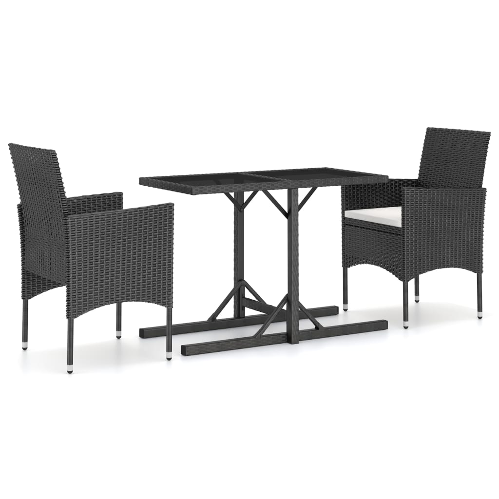 3 Piece Garden Dining Set Black - Newstart Furniture