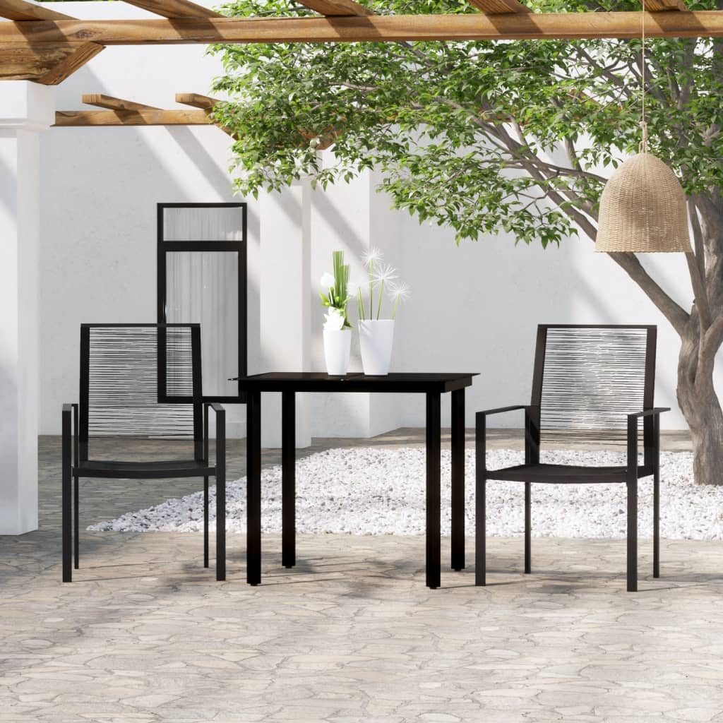 3 Piece Garden Dining Set Black - Newstart Furniture