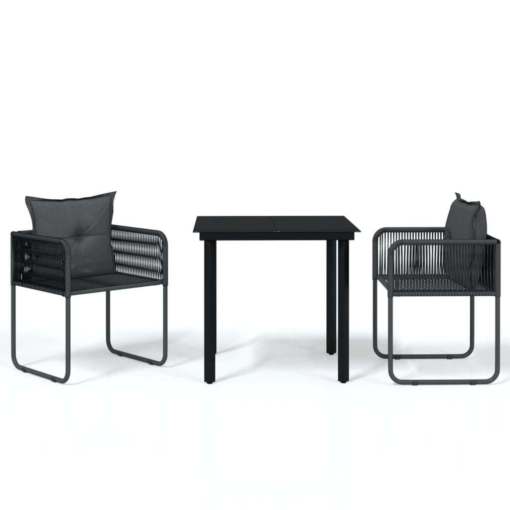 3 Piece Garden Dining Set Black - Newstart Furniture