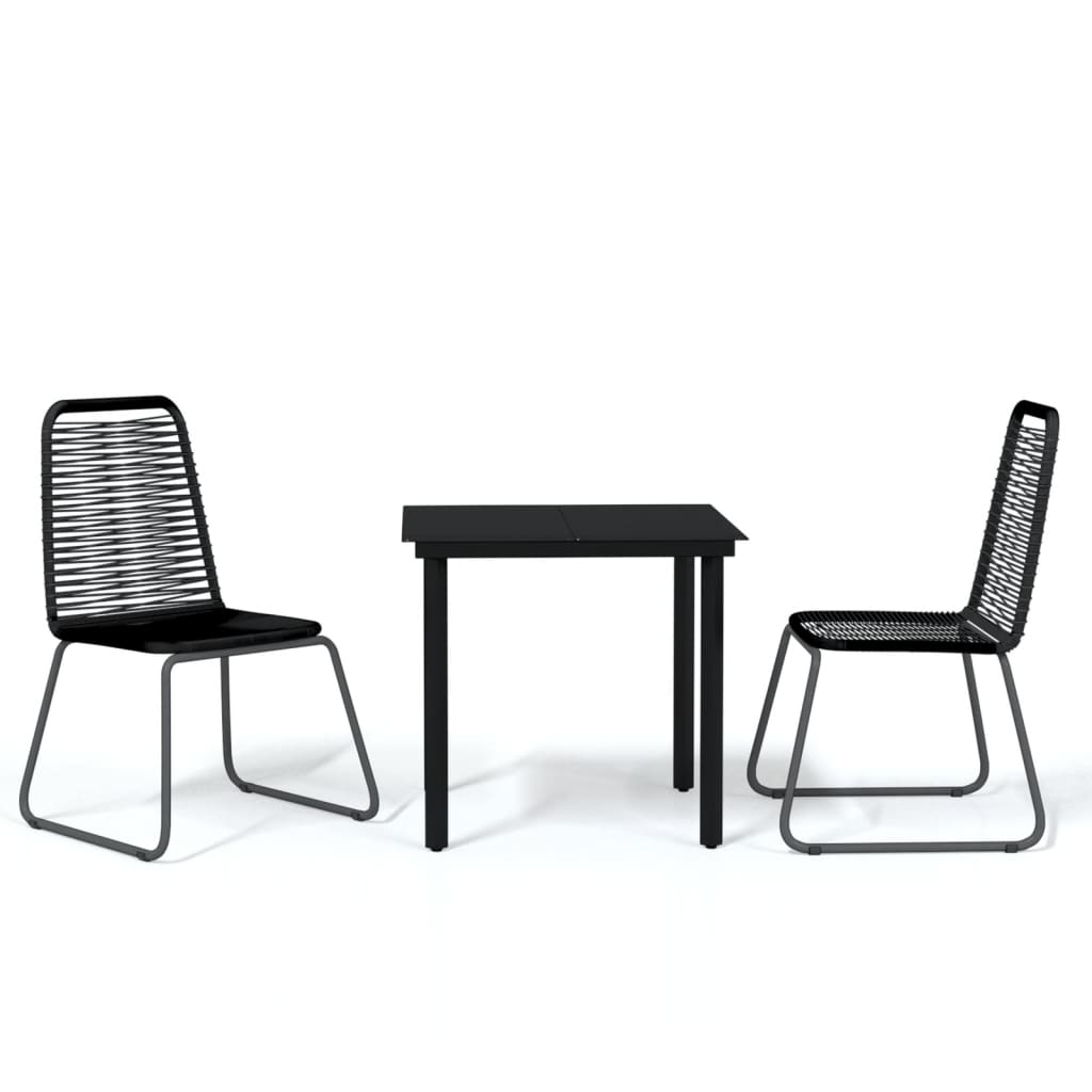 3 Piece Garden Dining Set Black - Newstart Furniture