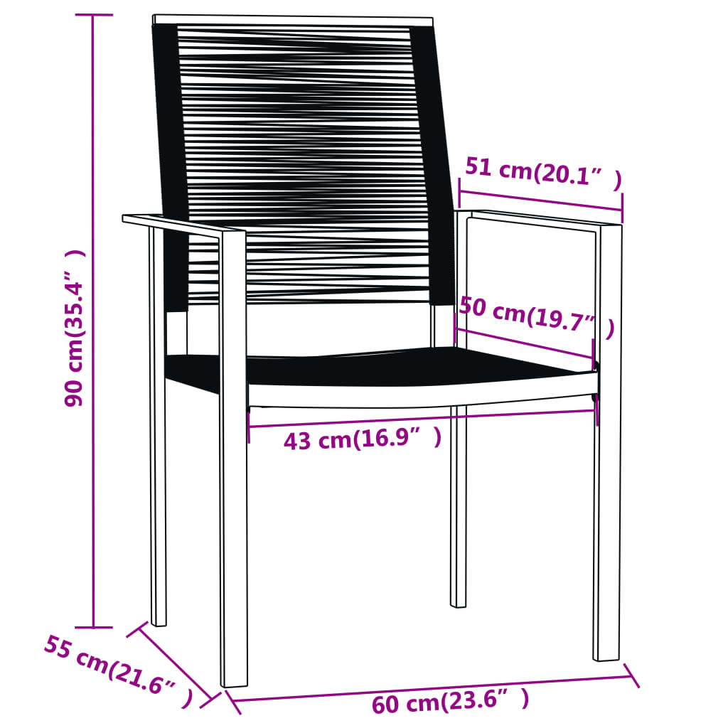 3 Piece Garden Dining Set Black - Newstart Furniture