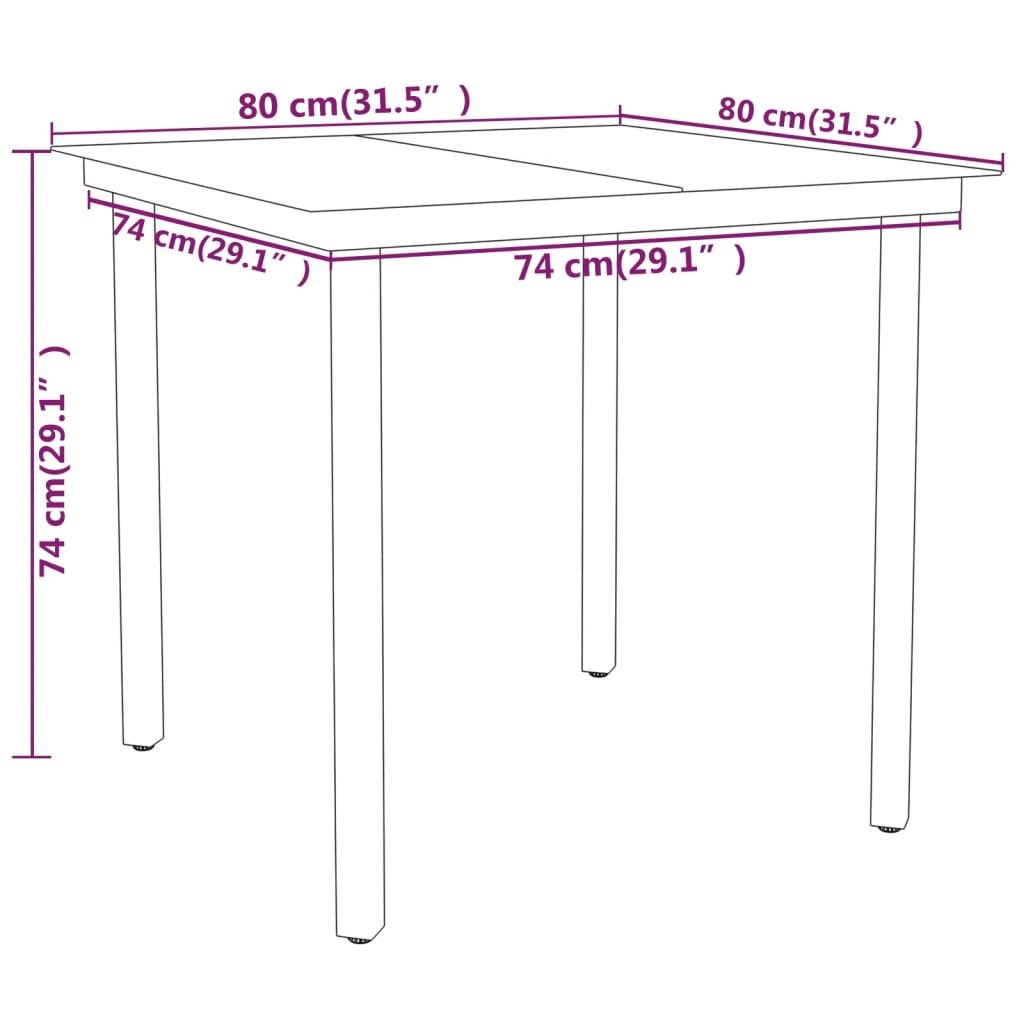 3 Piece Garden Dining Set Black - Newstart Furniture