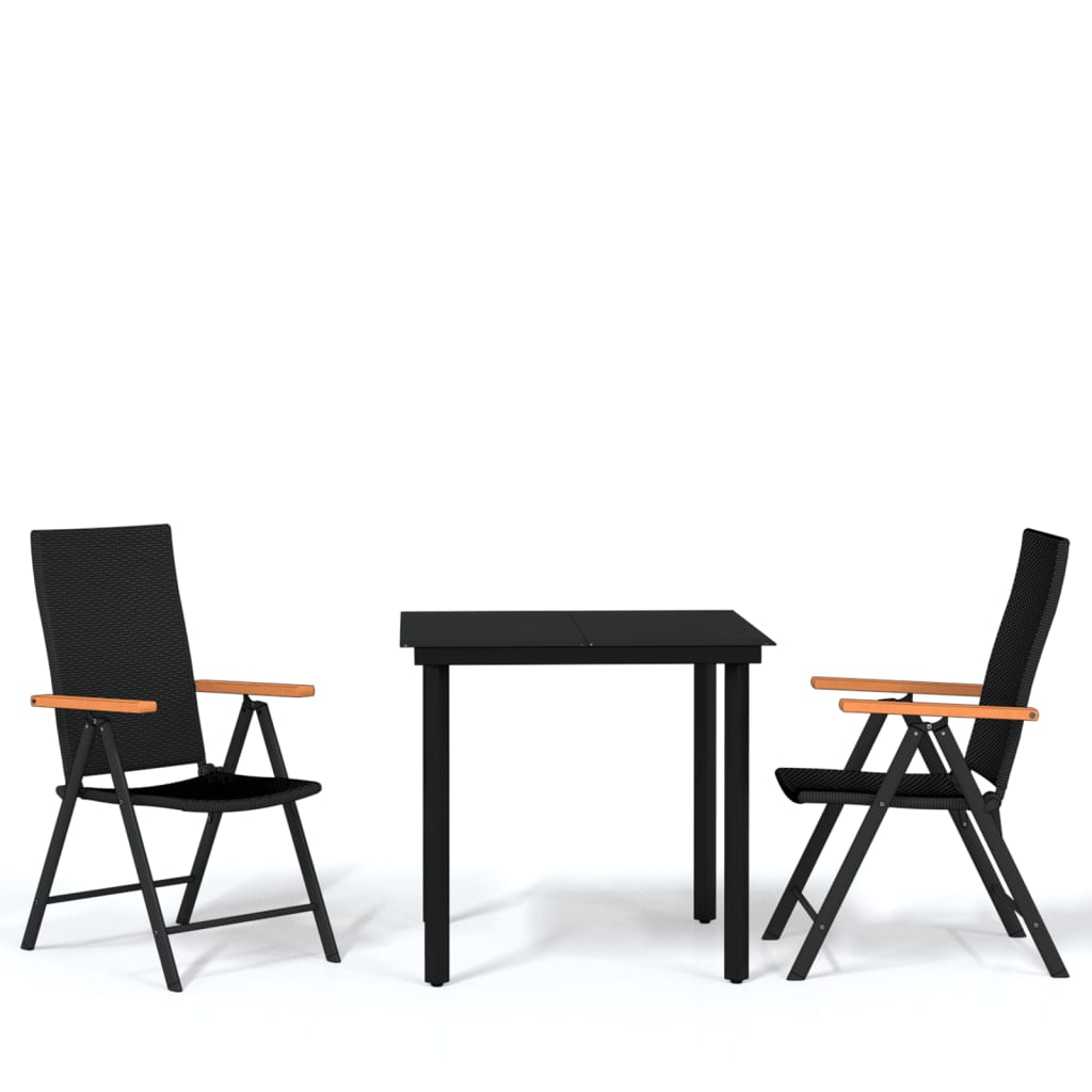 3 Piece Garden Dining Set Black - Newstart Furniture