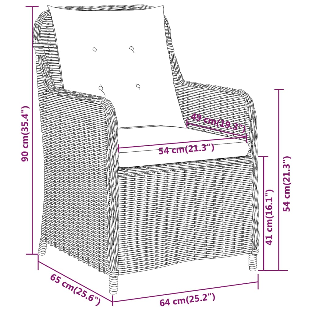 3 Piece Garden Dining Set Brown - Newstart Furniture