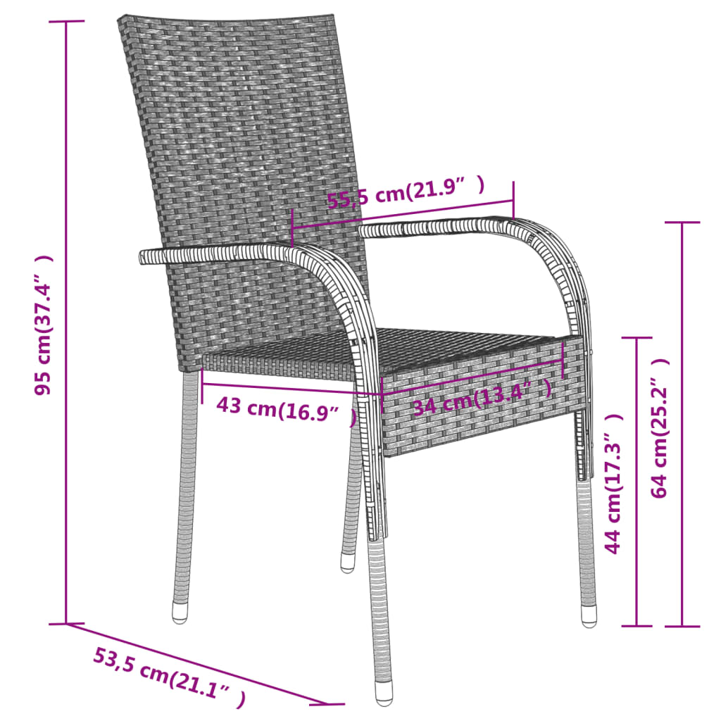 3 Piece Garden Dining Set Grey and Black - Newstart Furniture