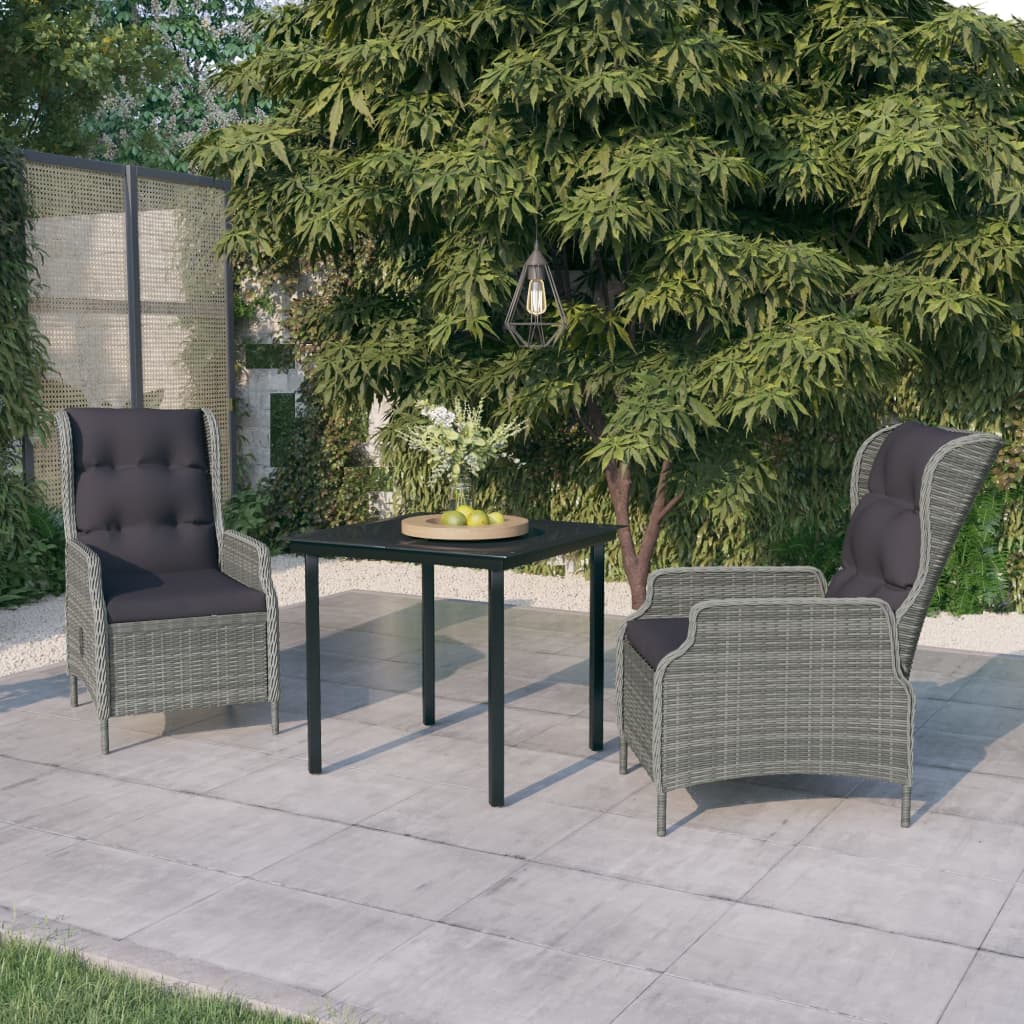 3 Piece Garden Dining Set Light Grey - Newstart Furniture