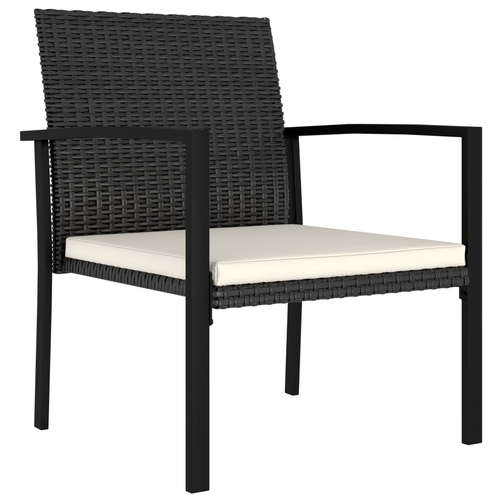 3 Piece Garden Dining Set Poly Rattan Black - Newstart Furniture