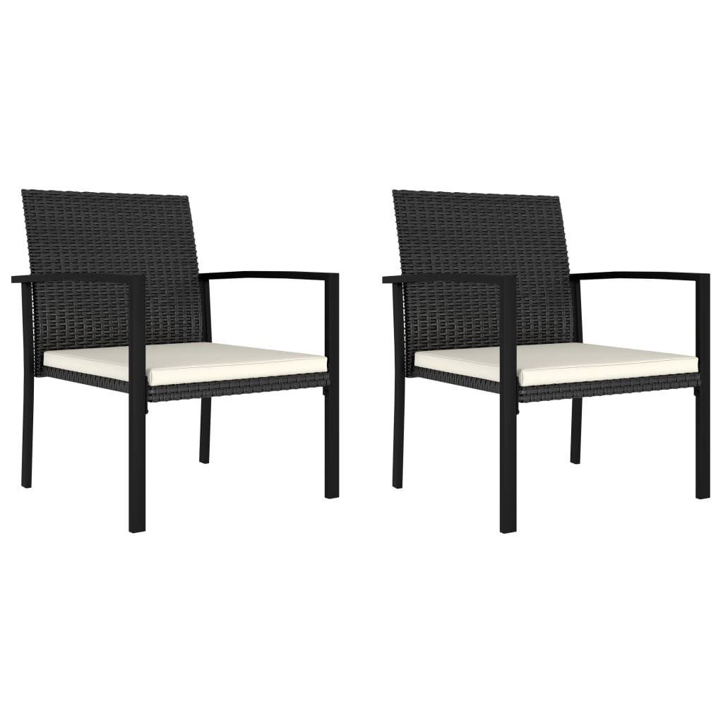 3 Piece Garden Dining Set Poly Rattan Black - Newstart Furniture