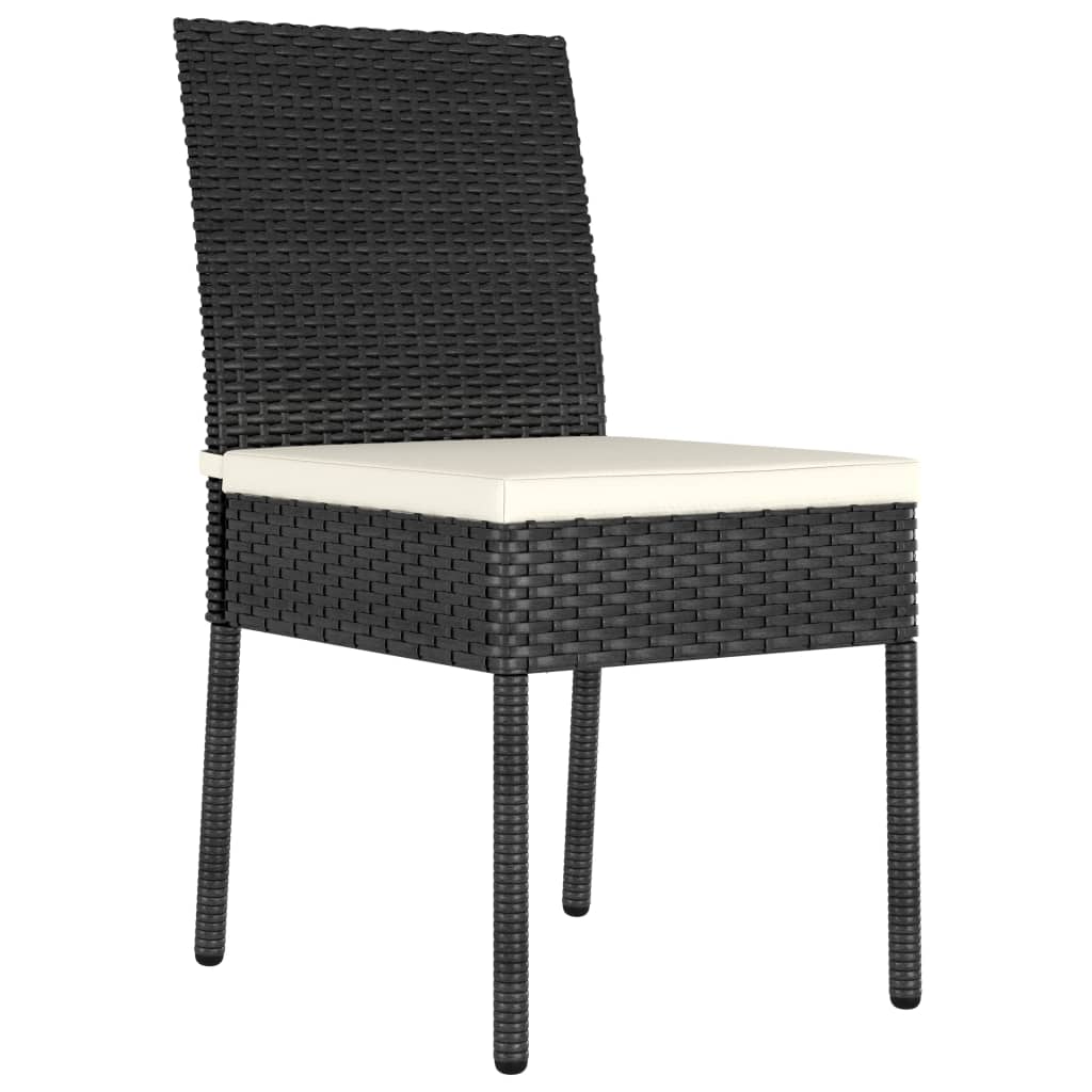 3 Piece Garden Dining Set Poly Rattan Black - Newstart Furniture