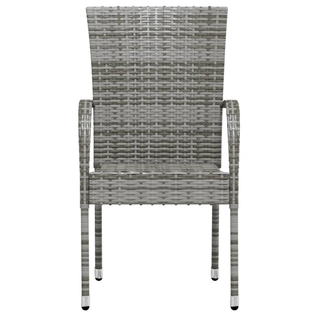 3 Piece Garden Dining Set Poly Rattan Grey - Newstart Furniture