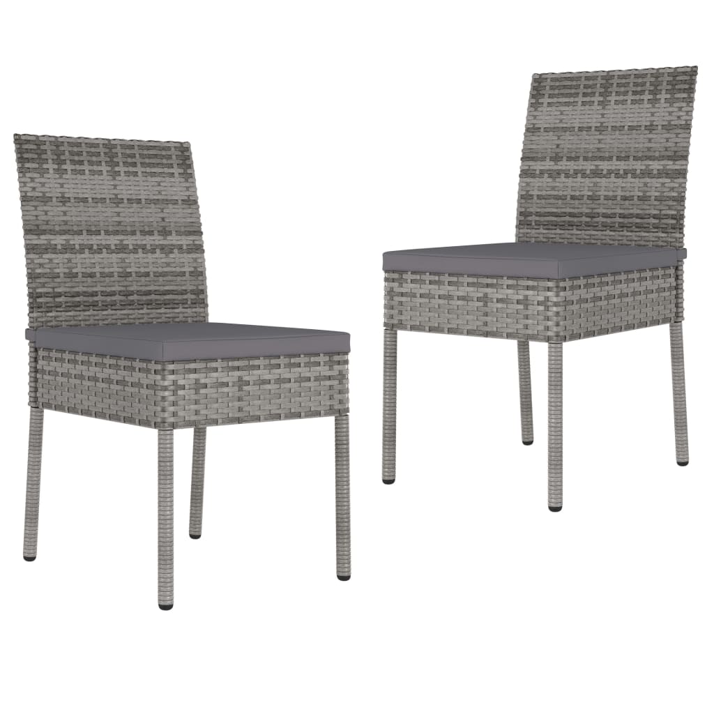 3 Piece Garden Dining Set Poly Rattan Grey - Newstart Furniture