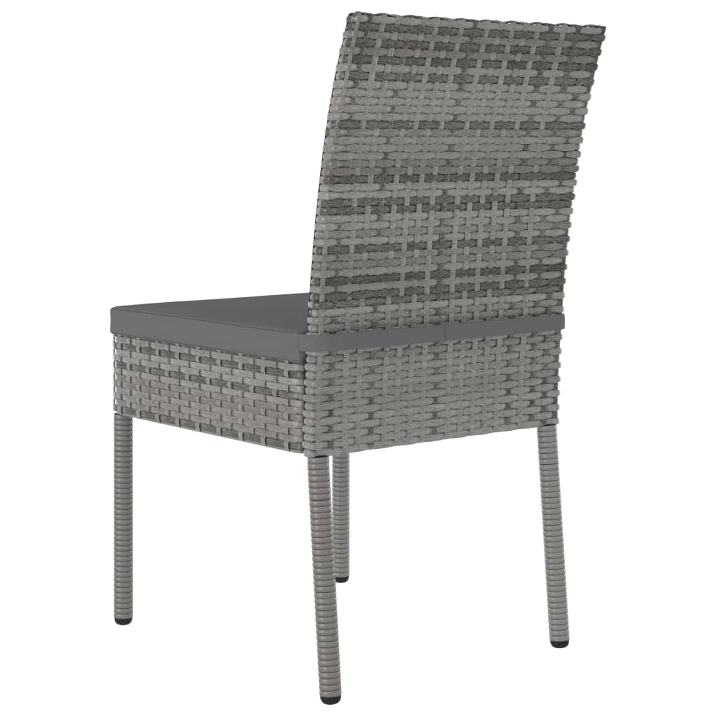 3 Piece Garden Dining Set Poly Rattan Grey - Newstart Furniture