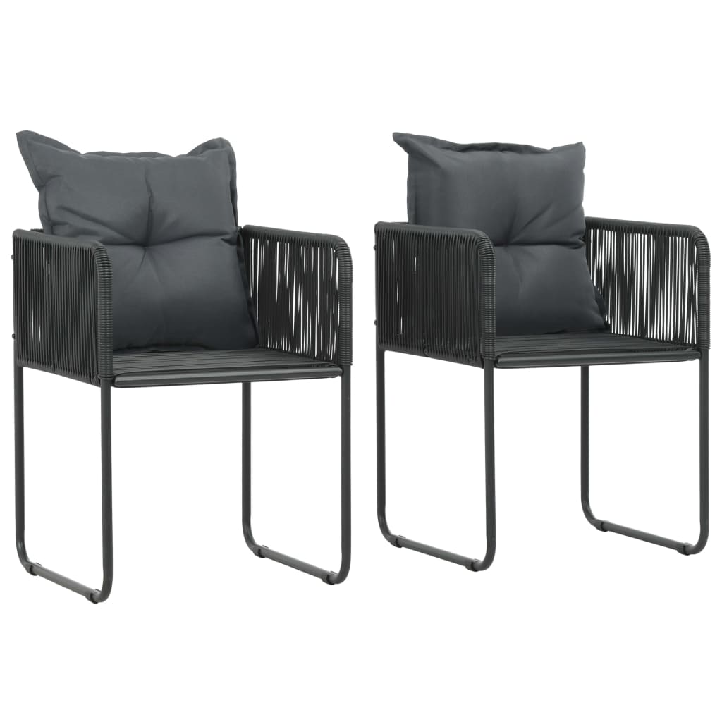 3 Piece Garden Dining Set PVC Rattan Black - Newstart Furniture