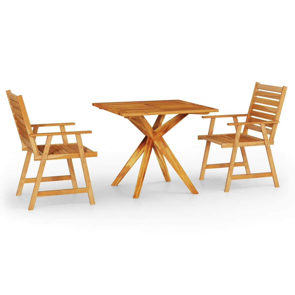 3 Piece Garden Dining Set Solid Wood Acacia - Newstart Furniture