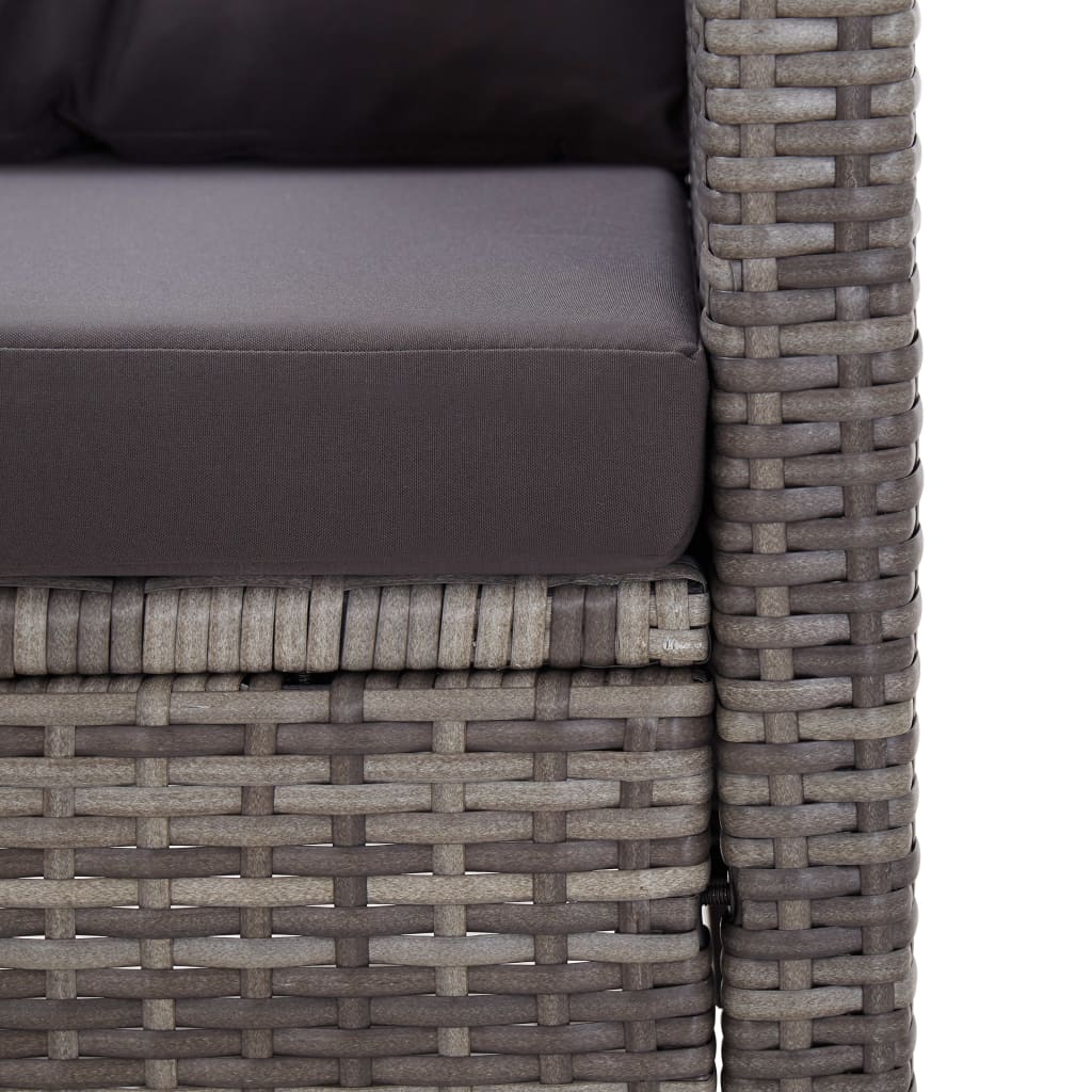 3 Piece Garden Dining Set with Grey Cushions Poly Rattan - Newstart Furniture