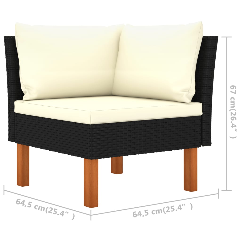3 Piece Garden Lounge Set Poly Rattan and Solid Eucalyptus Wood - Newstart Furniture