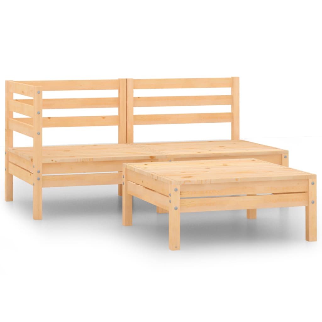 3 Piece Garden Lounge Set Solid Pinewood - Newstart Furniture