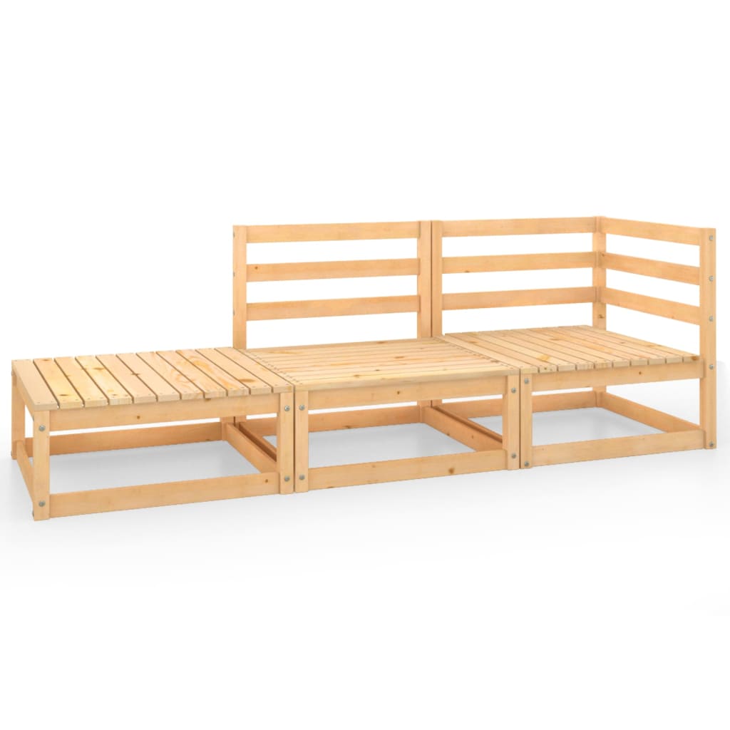 3 Piece Garden Lounge Set Solid Pinewood - Newstart Furniture