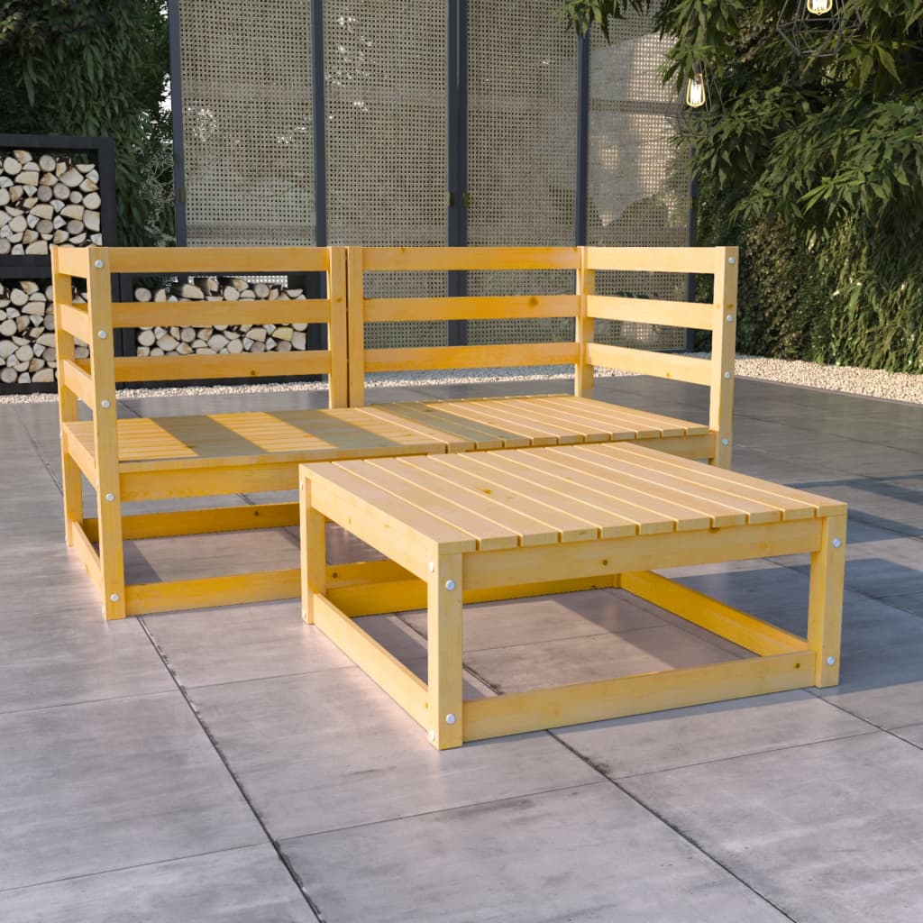 3 Piece Garden Lounge Set Solid Pinewood - Newstart Furniture