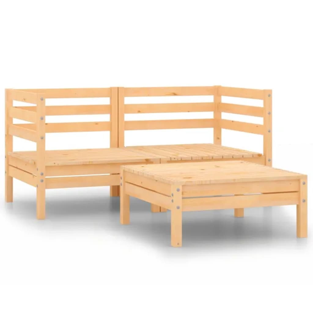 3 Piece Garden Lounge Set Solid Pinewood - Newstart Furniture