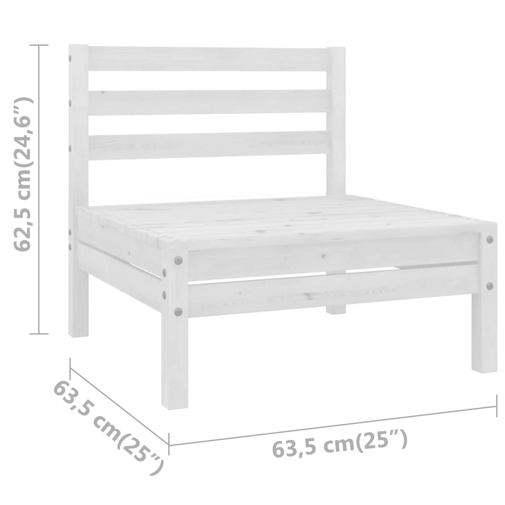 3 Piece Garden Lounge Set Solid Pinewood White - Newstart Furniture