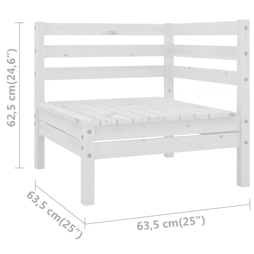 3 Piece Garden Lounge Set Solid Pinewood White - Newstart Furniture