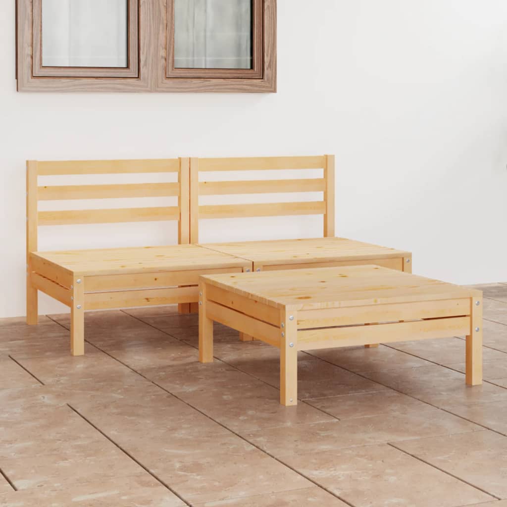 3 Piece Garden Lounge Set Solid Wood Pine - Newstart Furniture